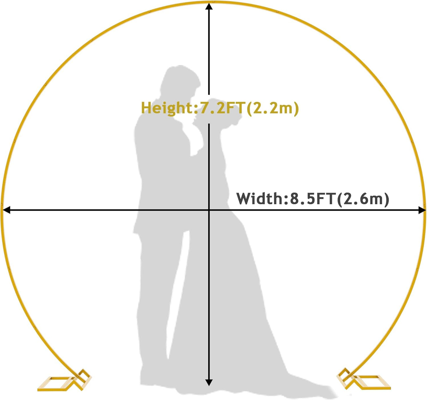 Wokceer Wedding Arch 8.5FT Round Backdrop Stand Gold Metal Circle Balloon Arch Frame Stand for Wedding Ceremony Birthday Party Bridal Shower Anniversary Candy Tables Decoration