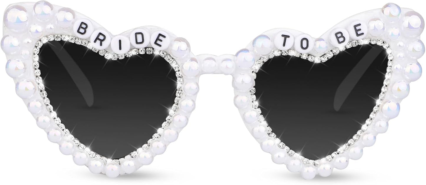 Bride Sunglasses for Bachelorette White Heart Glasses for Bride to Be Gift, Bachelorette Accessories Party Favors