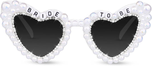 Bride Sunglasses for Bachelorette White Heart Glasses for Bride to Be Gift, Bachelorette Accessories Party Favors
