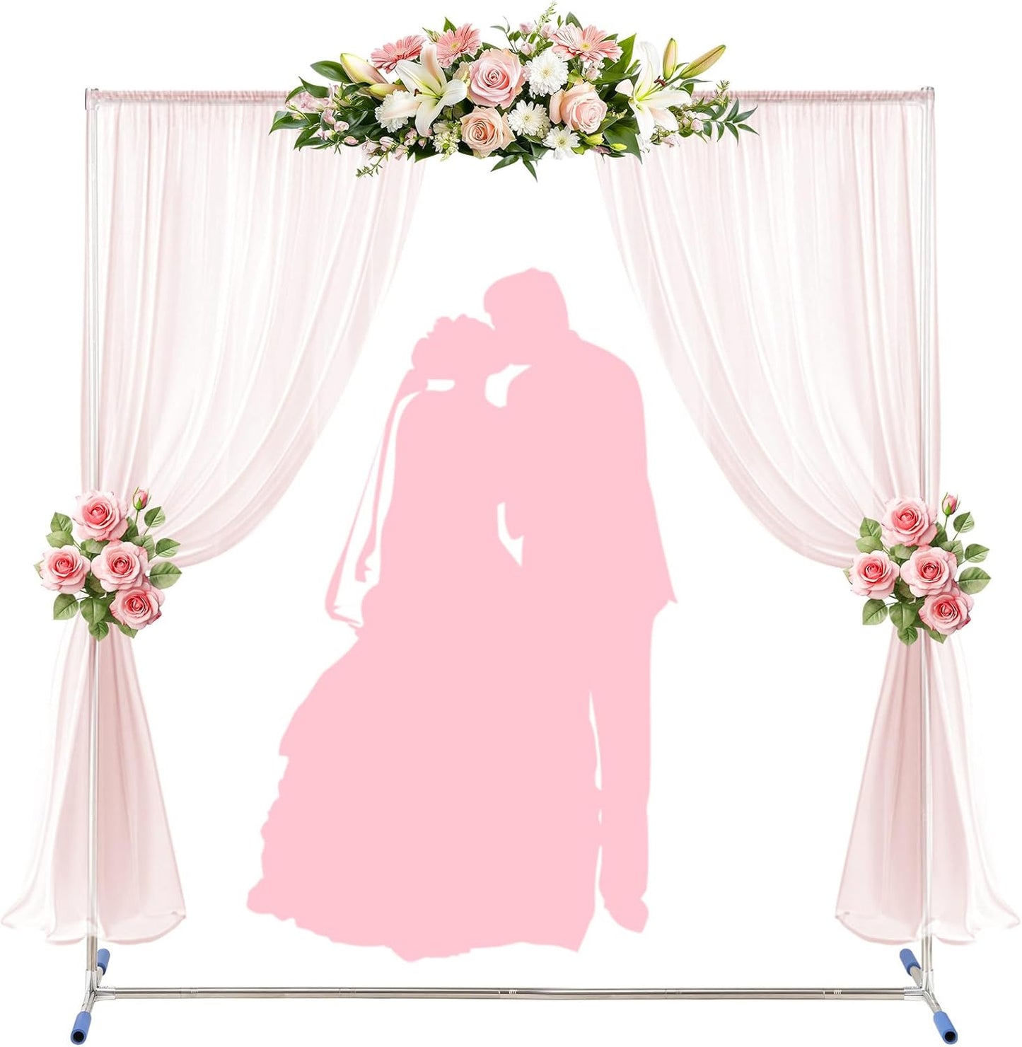 Wedding Arch,7 x 4 FT Metal Arch Backdrop Stand with Support Feet Base,Square Arched Frame for Birthday Party Ceremony Event Balloon Arches Decoration