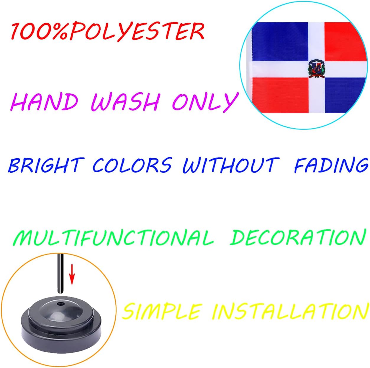 WXTWK 2 Pack Dominican Flag Dominican Deluxe Desk Flag Set - Mini Small Dominican Republic Table Office Flags with Black 12" Solid Pole Stand Base Classroom Meeting Desktop Decorations