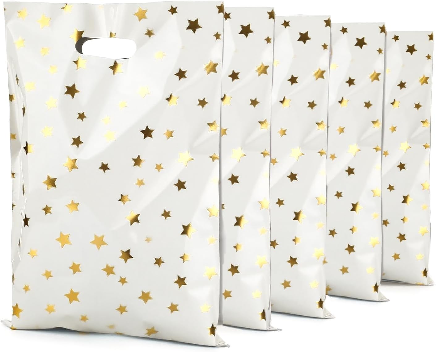 CC Wonderland 6 * 9inch Party Favor Bags 30PCS, White Gold Star Pattern with Handle,Goodie Treat Loot Bags for Kids Children Birthday, Baby Shower, Easter Holiday Party Gift Wrap Decoration