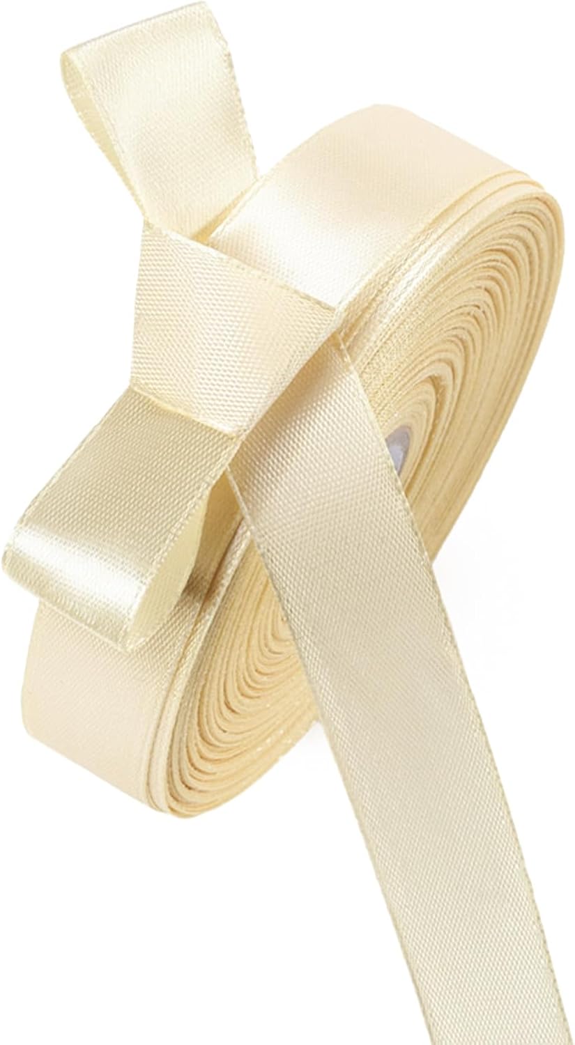5/8" x 50 Yards Ivory Satin Ribbon Single Faced Fabric Ribbons for Gift Wrapping, Crafting, Bows Making, Sewing, Wedding, Home Decor