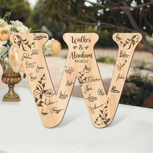 Personalized Wedding Guest Book Sign Custom Letter Name Date Rustic Wedding Guest Book Alternative Unique Guest Book for Wedding Anniversary Decor (Style 2)