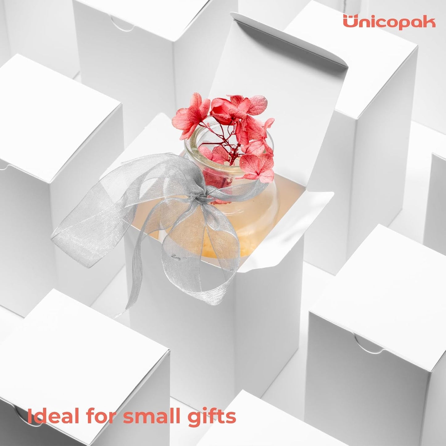 UnicoPak 10 Pack 3x3x6 Gift Boxes Bulk White Small Gift Boxes, Ideal for Birthday Gifts Christmas Gifts Party Favors Homemade and Business