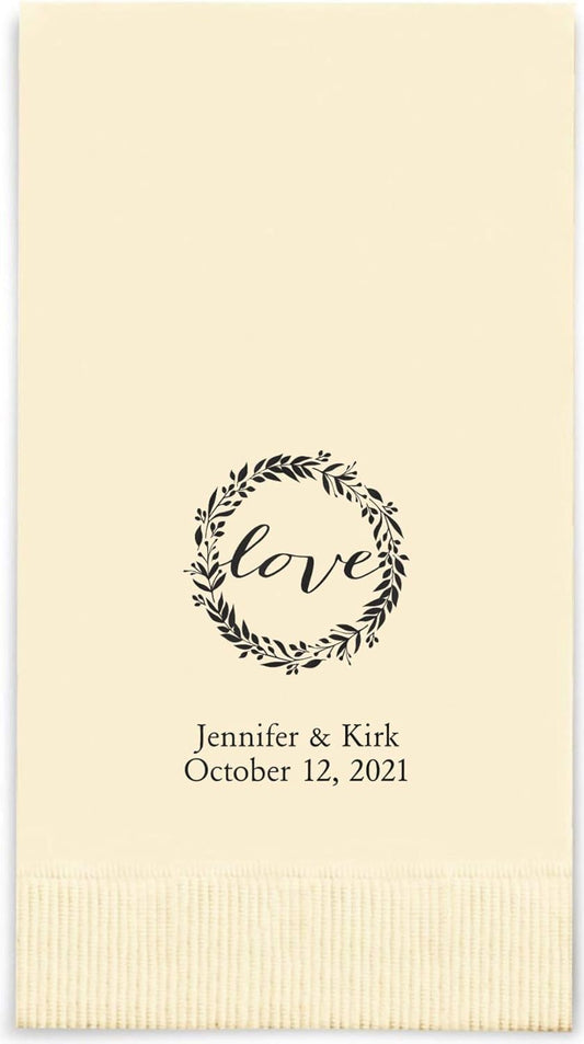 Weddingstar Personalized Printed Paper Napkins 3-Ply 40 Pack Dinner - Rectangular Fold Ivory