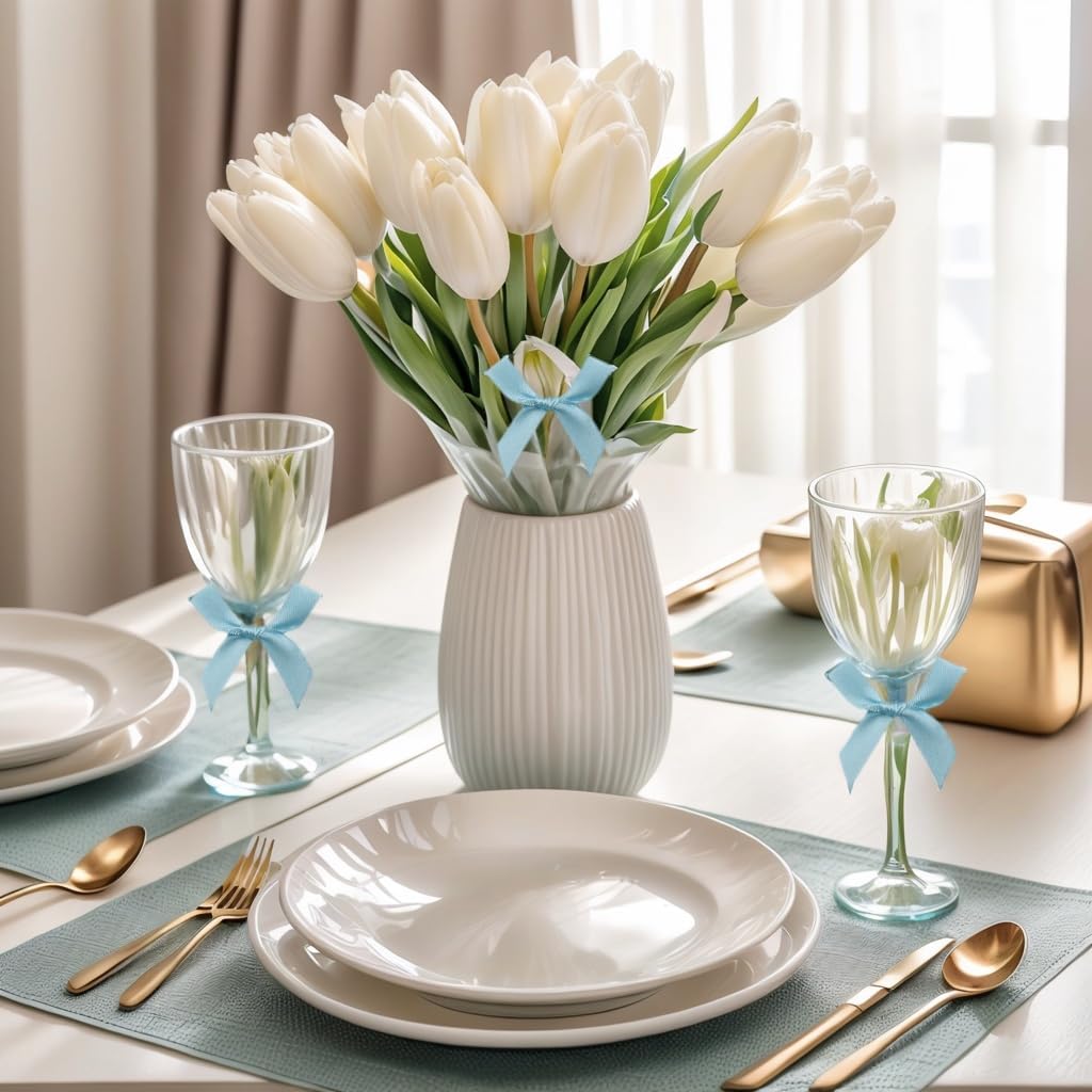 60pcs 1.7" Mini Light Blue Ribbon Bows Decor – Small DIY Satin Bows for Crafts, Little Sky Blue Bows for Gift Wrapping, Tiny Bow Stickers for Note Card Baby Shower Cake and Candle Decorations