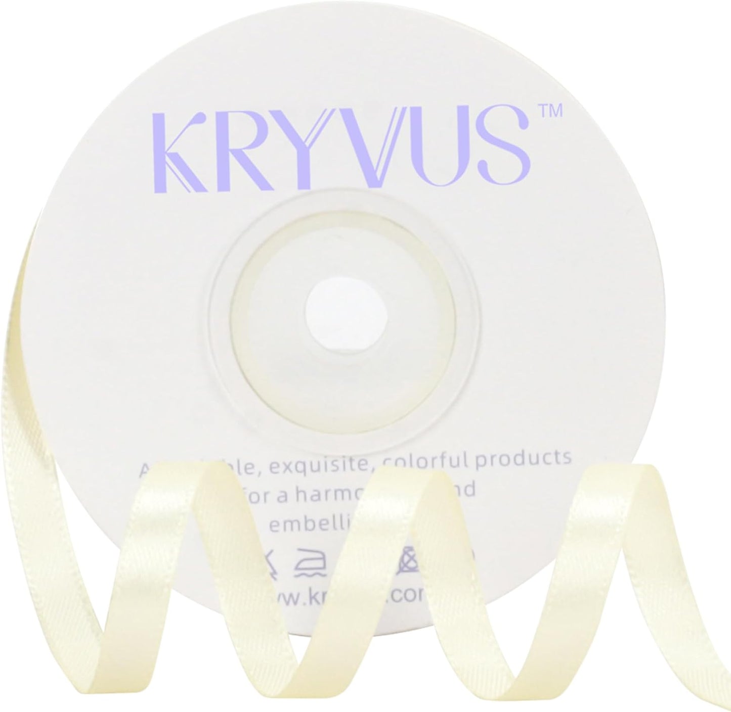 Beige Satin Ribbon 1/4 inch X Continuous 25 Yards, Single Face Polyester Ribbon Perfect for Gift Wrapping, Flower Bouquet, Wedding Decor, Crafts, Bow Making, Sewing and More