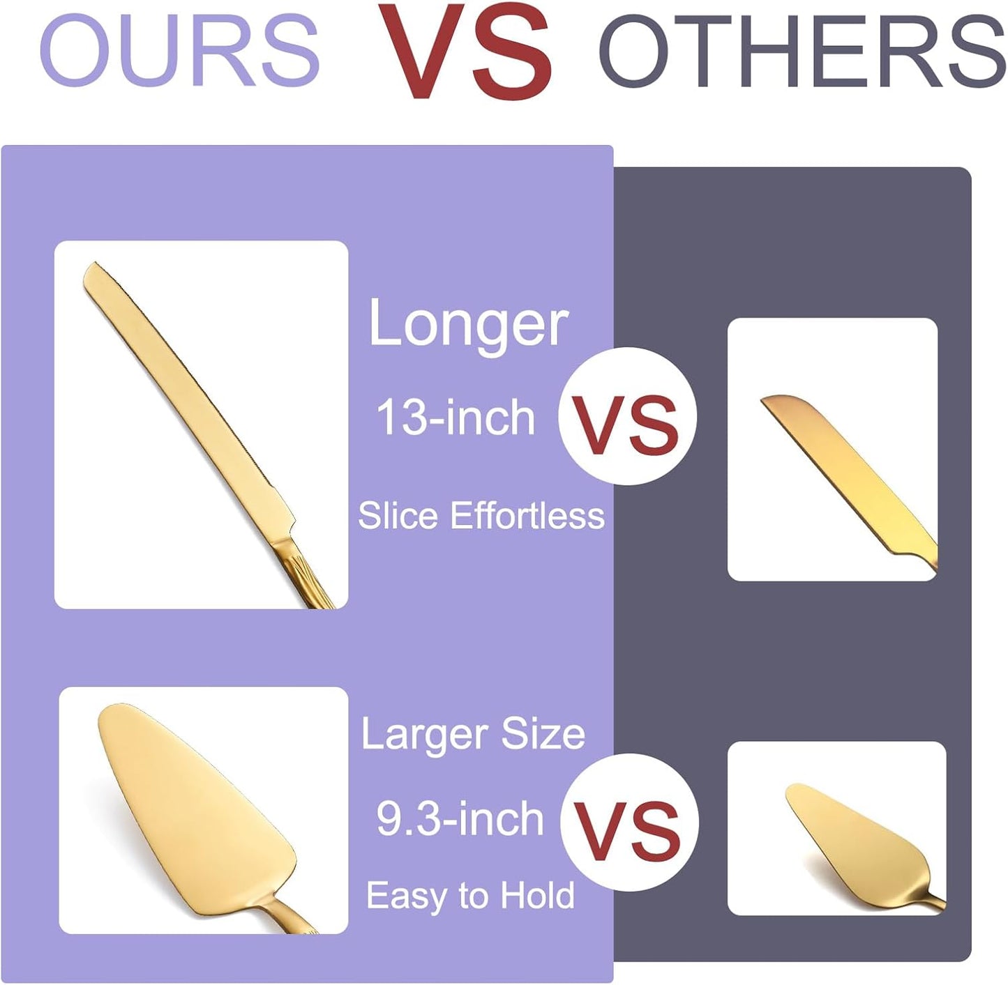 Gold Cake Cutter Set, Stainless Steel Cake Cutting Utensils Include Cake Knife and Cake Server suitable for Weddings, Birthdays, and Anniversaries