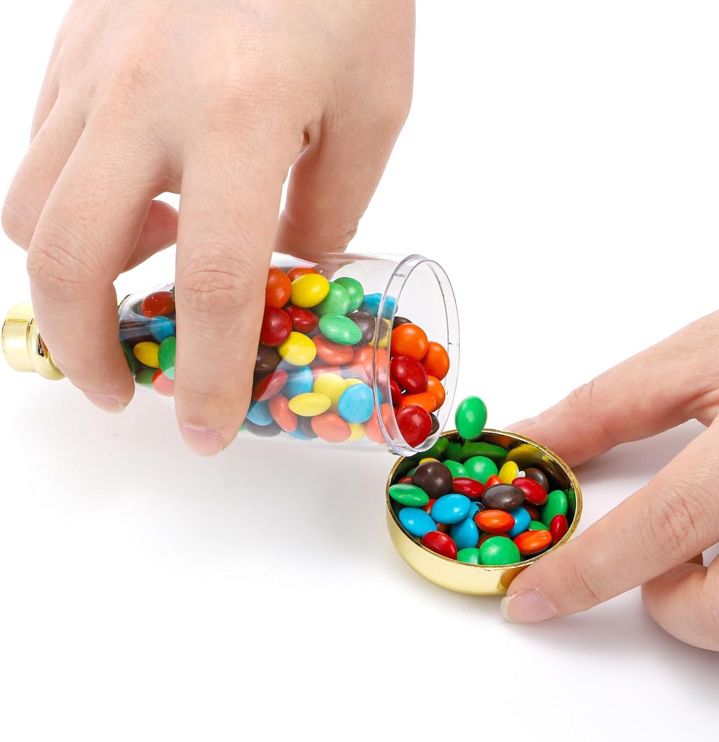 Frcctre 48 Pack Metallic Golden Mini Champagne Bottles, Plastic Champagne Candy Bottles Candy Jar Party Favor Containers for Wedding Birthday Party Bridal Shower Baby Shower