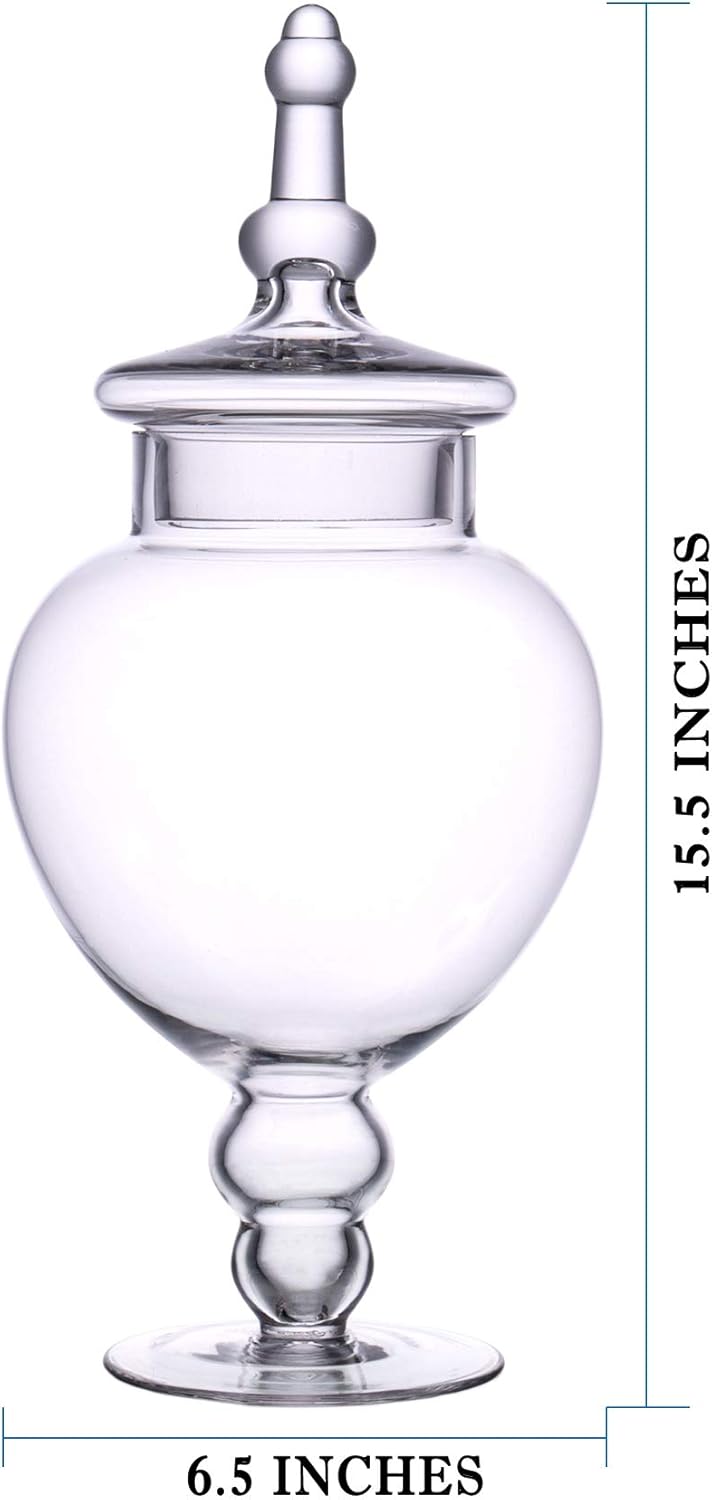 Clear Glass Apothecary Jars, Diamond Star Large Candy Buffet Display, Elegant Storage Jar, Decorative Wedding Candy Organizer Canisters (Height: 15.5" Body: 6.5"; 64 FL.OZ)