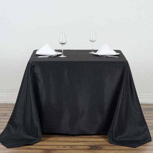 Efavormart 90" Black Wholesale Linens Polyester Square Linen Tablecloth for Kitchen Dining Catering Wedding Birthday Party Events