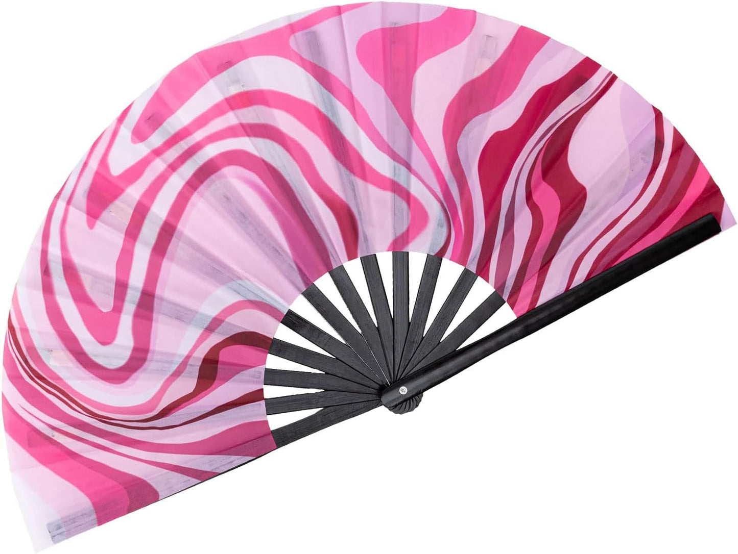 Amajiji Large Folding Hand Rave Fan Popping Fan for Line Dancing Clacking Fans for Boots On The Ground Dance,Party,Decoration,Festival (Pink Wave)