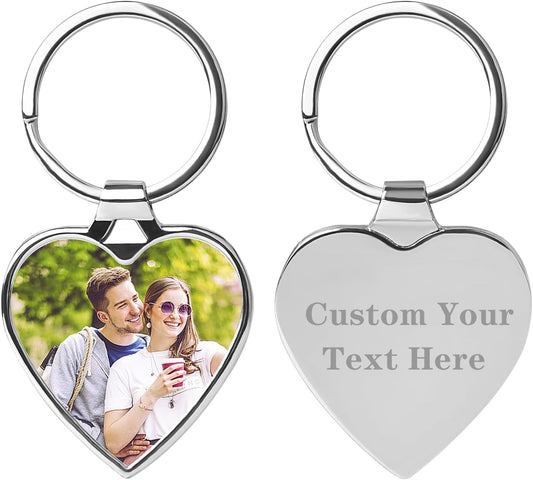 Double Side Custom Keychain with Picture Personalized Engraving Photo Text Customized Gifts for Men Women