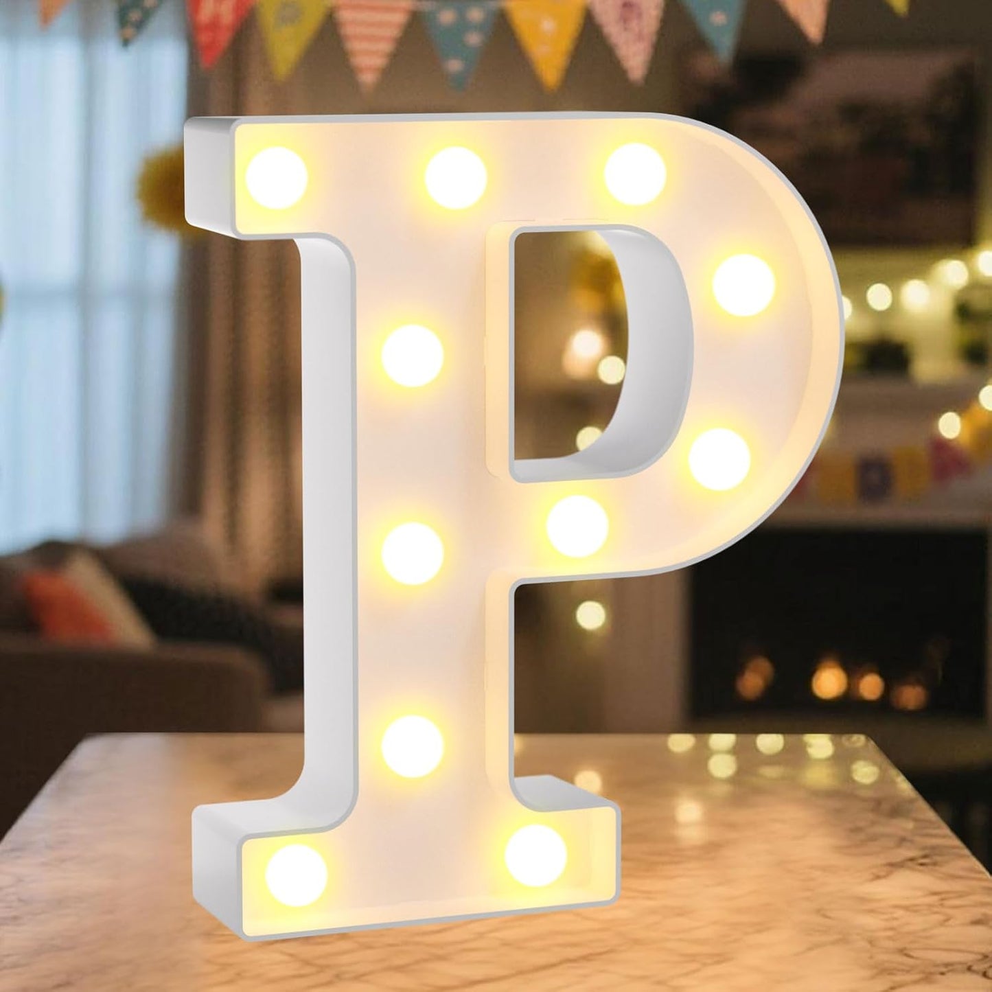 LED Marquee Light Up Letters Sign - Lighted Letters Alphabet for Birthday, Graduation, Bar Wall & Table Party Decor, Wedding Anniversary and Christmas Decorations, Letter P