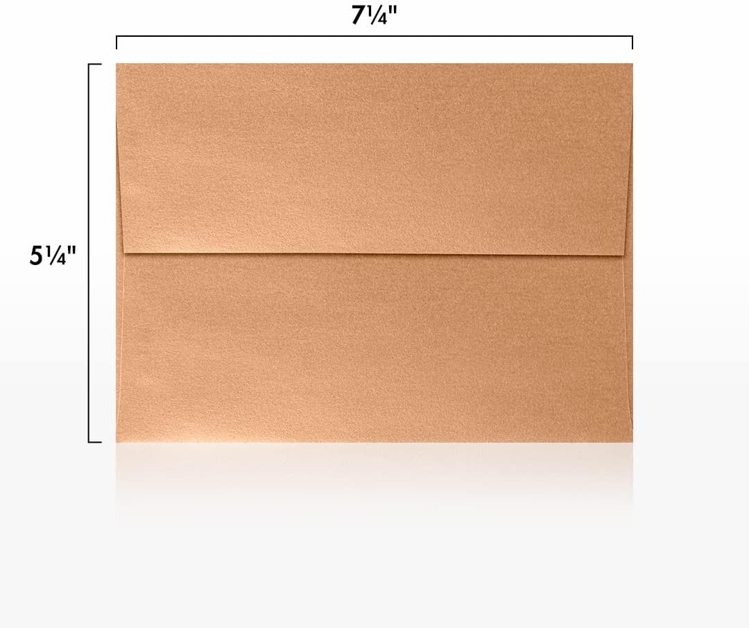 LUXPaper A7 Invitation Envelopes | Peel & Press | 5 1/4" x 7 1/4" | Copper Metallic | 80lb. Text | 500 Qty