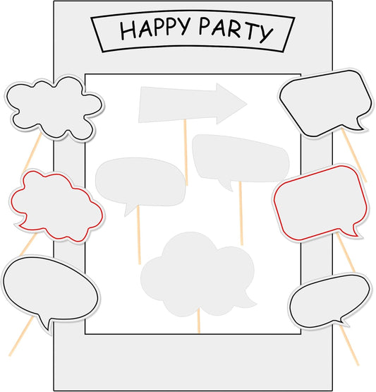 18pcs Blank Photo Booth Props Black Chalkboard Photo Booth Props Frame with Bubble DIY Photo Props for Birthday Wedding Party Supplies（White）