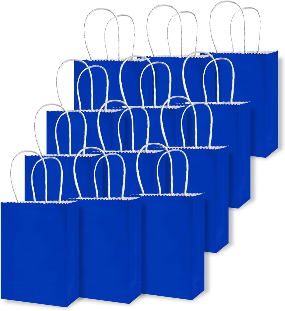 qiqee 50-Packs Diamond Blue Paper Gift Bags with Handles Bulk 4.5"x2.5"x6" Mini Size Party Favor Bags Multiple Uses