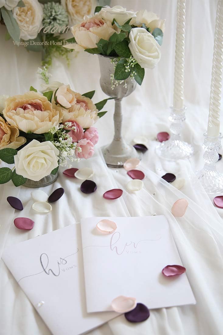 Floroom 300pcs Rose Petals Plum Fake Faux Silk Flower Petals for Wedding Flower Girl Basket Aisle Runner Scatter Dinner Table Centerpieces Party Confetti Bridal Shower Romantic Night Favors Decoration