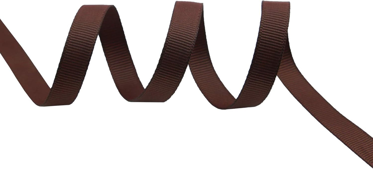 ITIsparkle 3/8" Inch Grosgrain Ribbon 50 Yards-Roll Set for Gift Wrapping Scrap Books Party Favor Hair Braids Baby Shower Decoration Cake Decoration Floral Arrangement Craft Supplies, Brown Ribbon