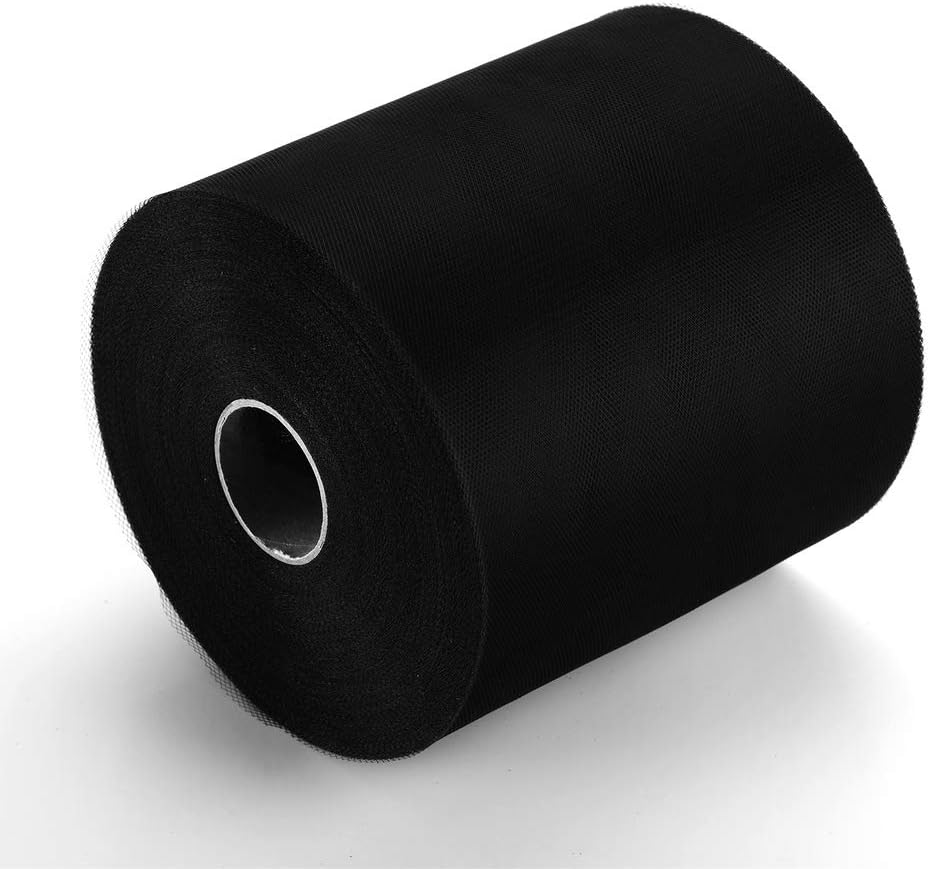 Tulle Fabric Roll, 6” by 200 Yards (600FT) Tulle Organza Fabric Spool for DIY Tutu Skirt Baby Shower Decor Wedding Backdrop Crafts Birthday Party Supplies (Black)