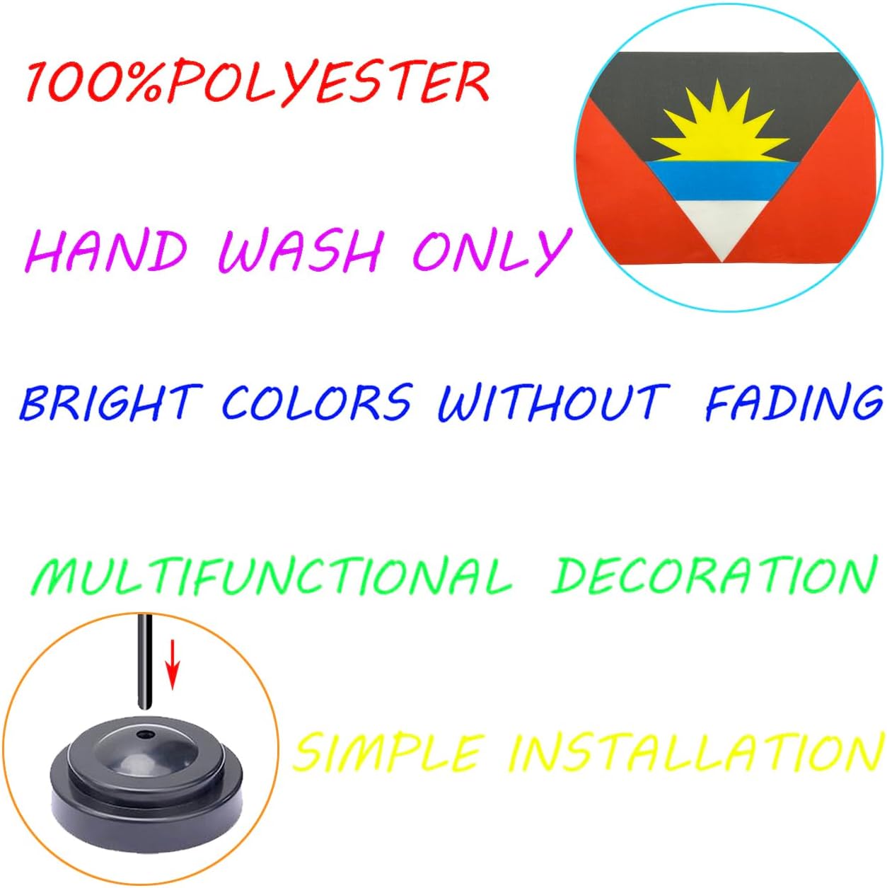 WXTWK 2 Pack Antigua and Barbuda Flag Antigua and Barbuda Deluxe Desk Flag Set - Mini Small Antigua and Barbuda Table Office Flags with Black 12" Solid Pole Stand Base Classroom Meeting Desktop Decorations