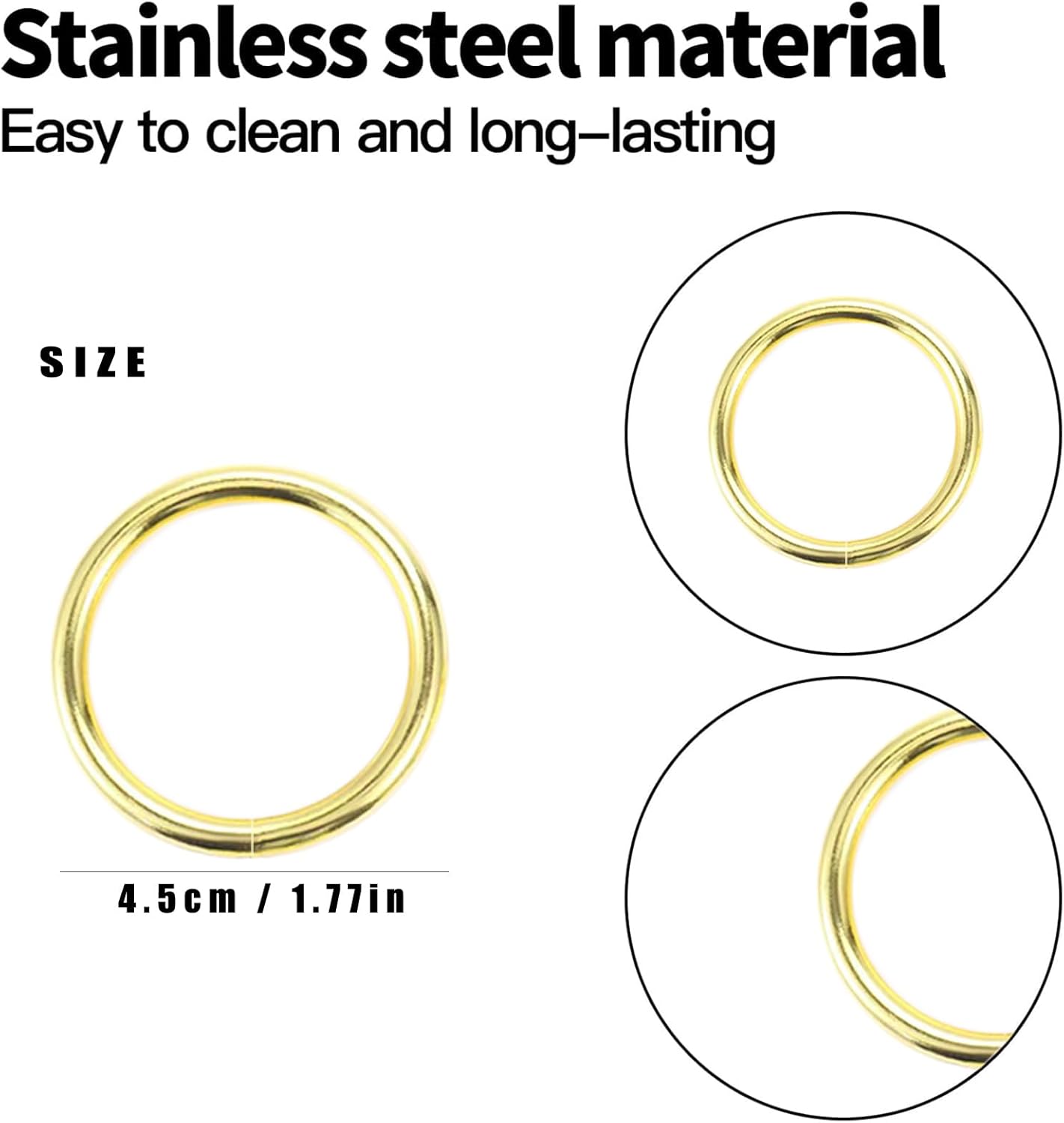 10 Pcs Gold Napkin Rings - Metal Napkin Ring(Round) Stainless Steel Napkin Rings for Table Settings Wedding Christmas Party Dinner Table