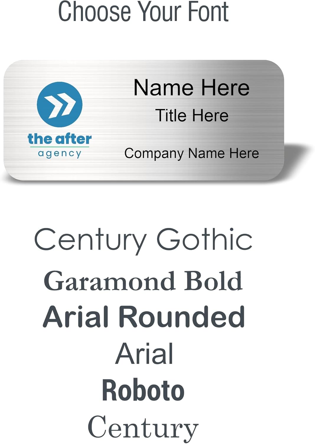 Custom Name Tag with Logo - Personalized Name Badge with Magnet Backing - Choose Your Size and Color (Silver Metal 3"x1.25" - Logo on Left)