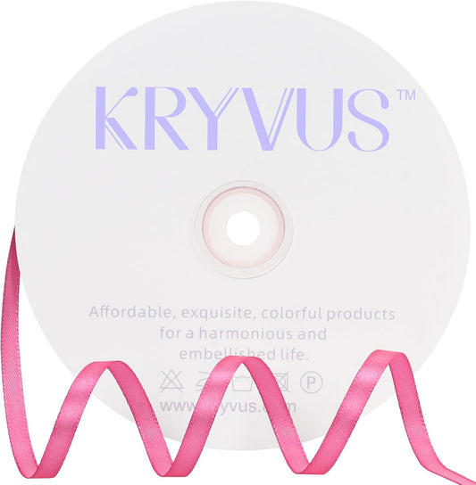 Hot Pink Satin Ribbon 1/4 inch X Continuous 100 Yards, Single Face Polyester Ribbon Perfect for Gift Wrapping, Flower Bouquet, Wedding Decor, Crafts, Bow Making, Sewing and More