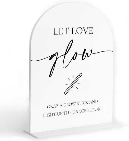 Let Love Glow Sign Wedding, White Arch Acrylic Sign, Wedding Dance Floor Props, Bridal Shower Decor, Engagement Party Decor, Centerpiece Table Decorations Party for Bride and Groom-18