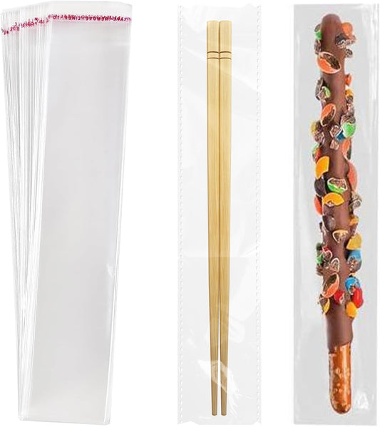 2x10 Inches 100 Pcs Pretzel Bags Thickened Pretzel Rod, Self Sealing Cellophane Individual Clear Prezetels Sticks Food Safe Bags for Chocolate, Candies, Cookies
