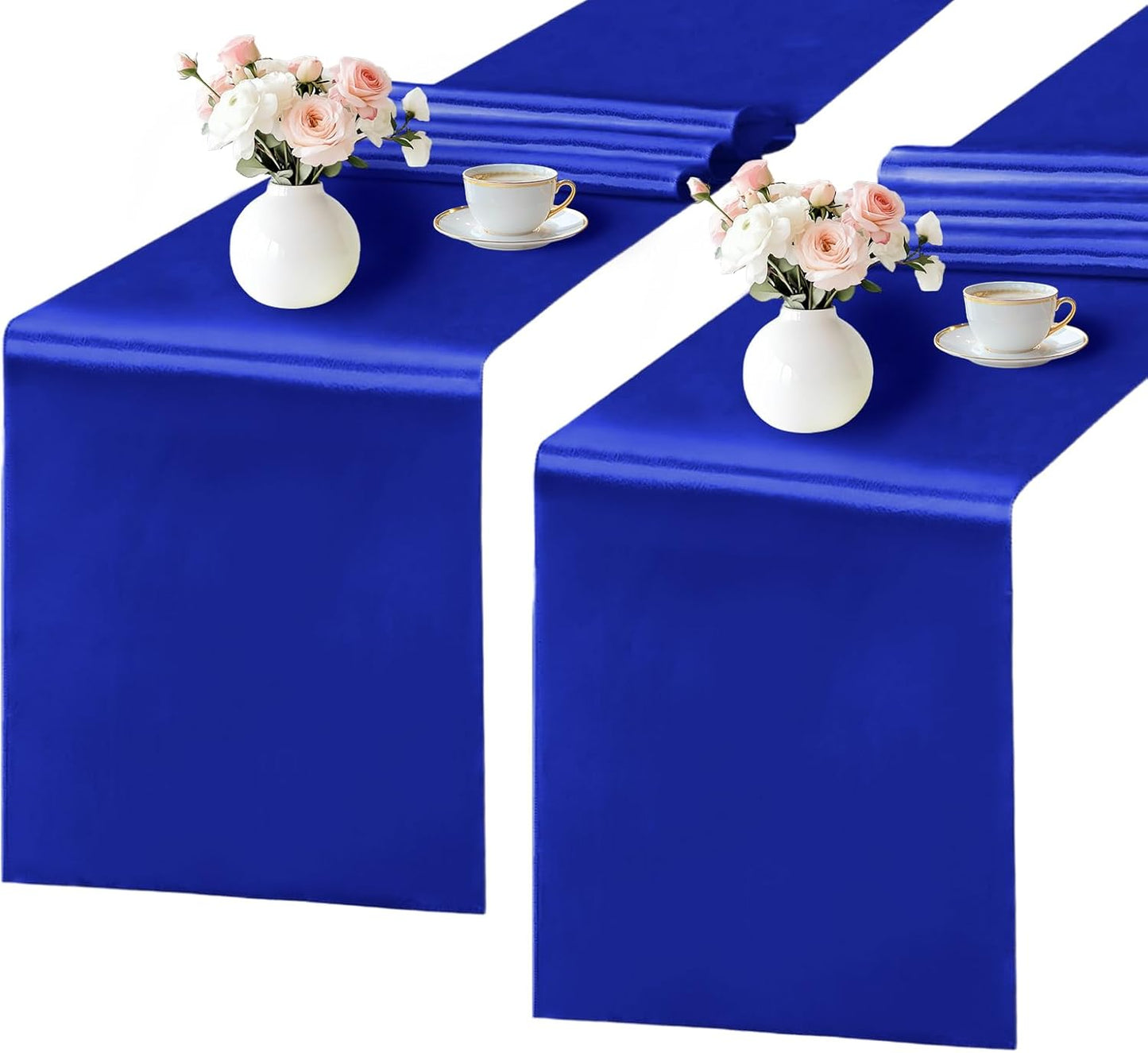 SHEJIZE 2 Pack Royal Blue Satin Table Runner 12x108 Inches Long, Bright Silky Smooth Satin Table Runner Table Decor for Wedding Banquet Christmas Prom Event Birthday Party