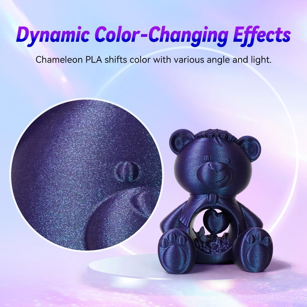 FLASHFORGE 3D Printer Filament Chameleon PLA Color Shift Filament 1.75mm, Changes Color with Light and Angles, 1KG Spool (2.2lbs), Dimensional Accuracy +/- 0.02mm for FDM 3D Printers (Nebula Purple)