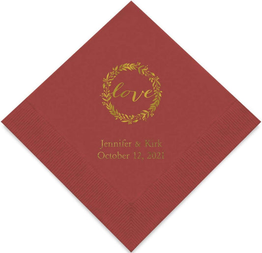 Weddingstar Personalized Printed Paper Napkins 3-Ply 50 Pack - Luncheon Wine