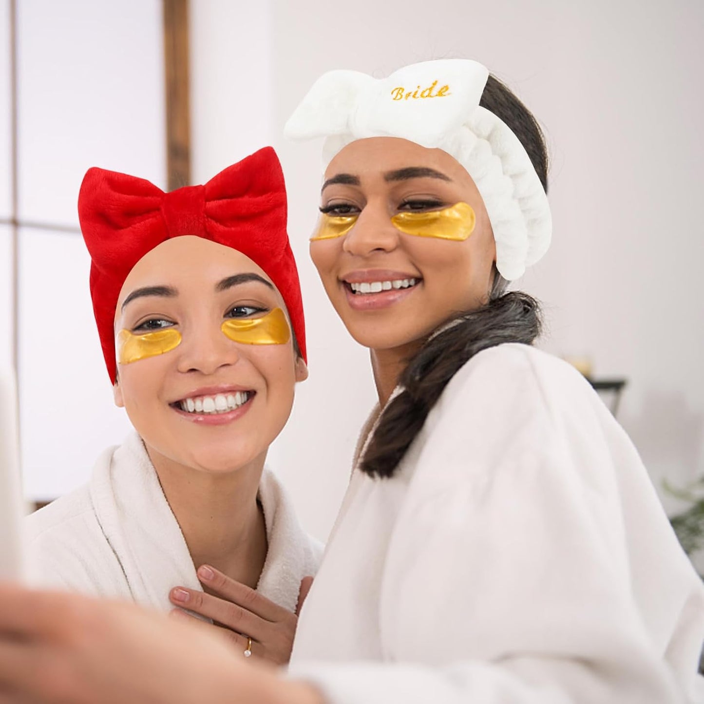 Semato Bachelorette Party Favor Set - Bride & Bridesmaid Spa Headbands (1 Bride + 7 Red)