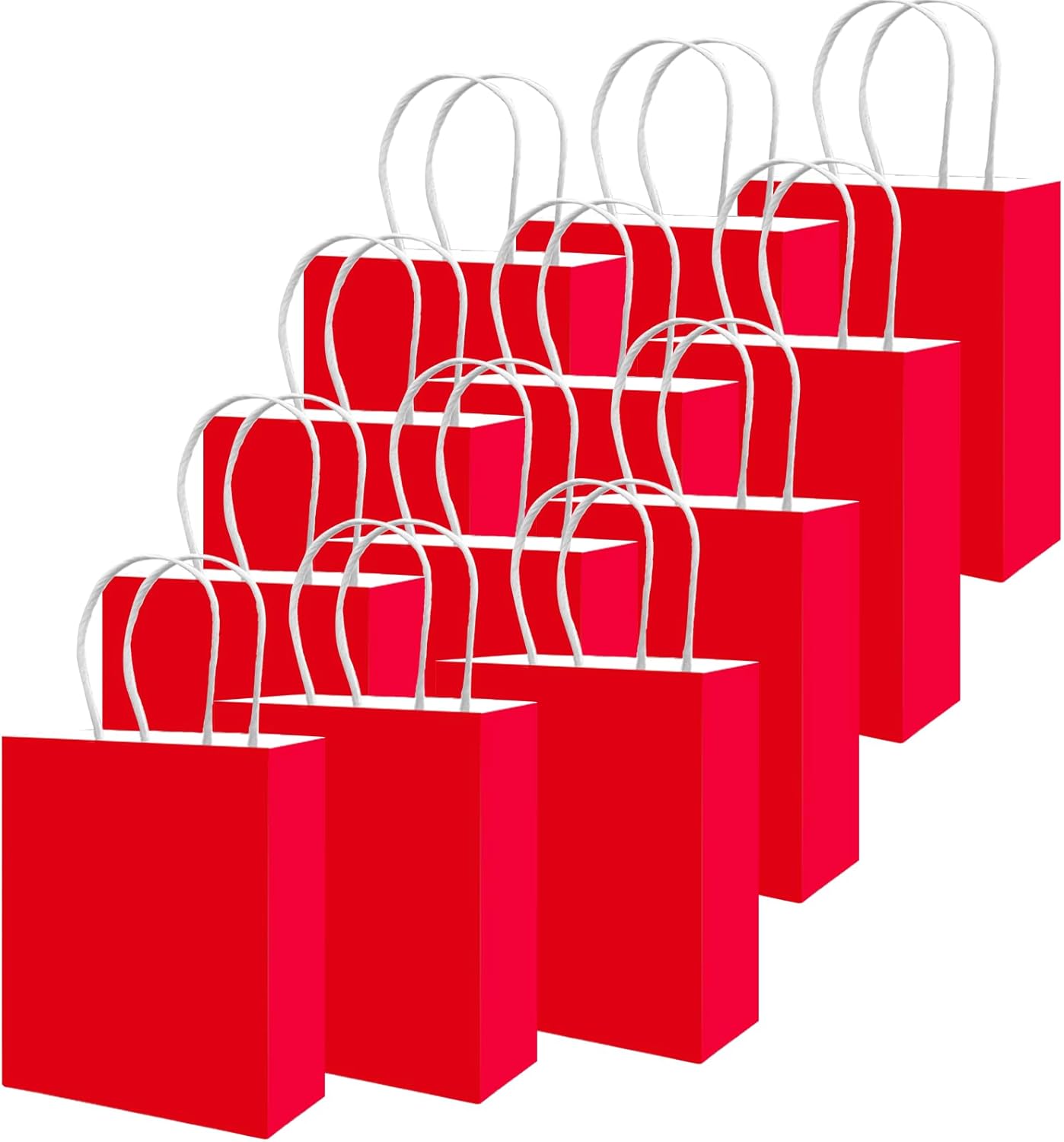 qiqee 50-Packs Red Paper Gift Bags with Handles Bulk 11"x8.3"x4.3" Medium Size Paper Bags Multiple Uses