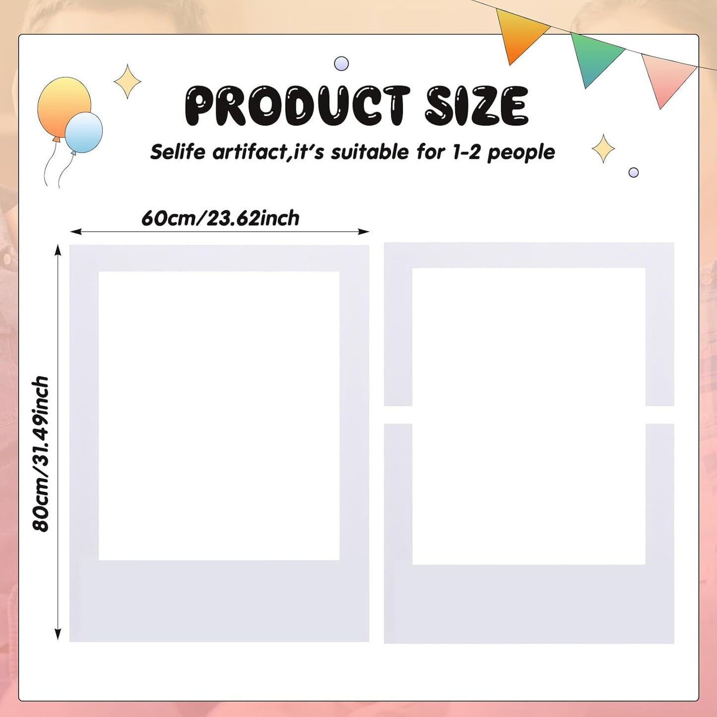 32 x 24 Inch Large Blank DIY Photo Booth Props Picture Frame Party Frame DIY Photo Booth Props Selfie for Birthday, Graduation, Christmas Holiday Party (White,Vertical)