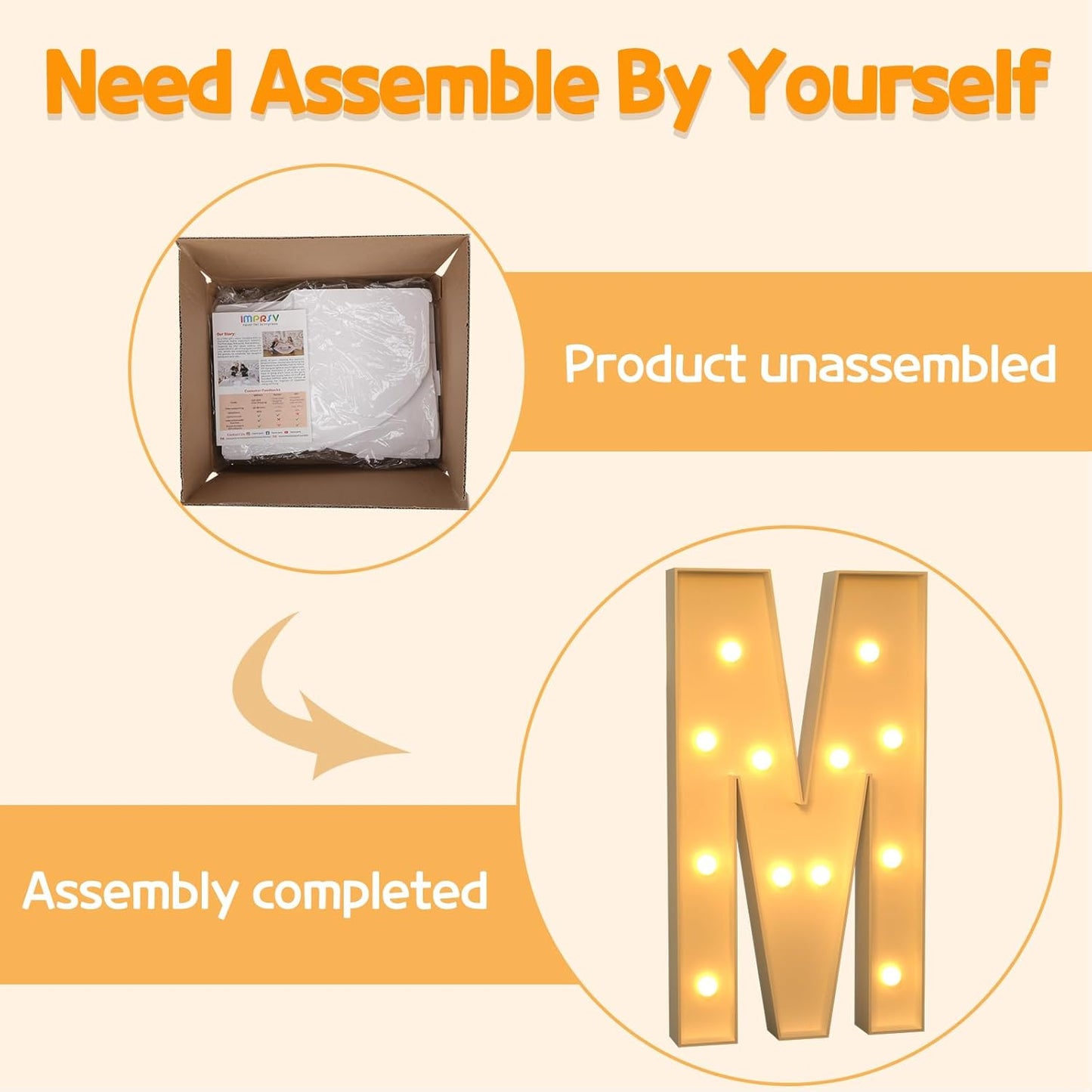 Marquee Letters 4 Feet Tall Large Light Up Letters M Wedding Mr and Mrs Sign Marry Me Engagement Party Decor Yellow Light Birthday Decorations Balloon Arch Kit Foam Sign M