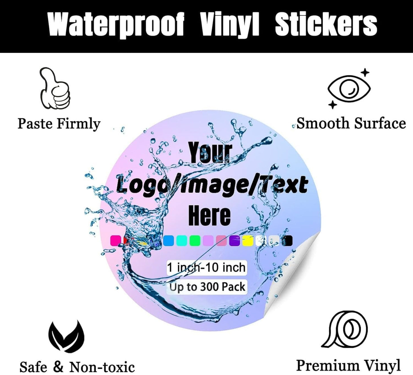 Custom Stickers for Weddings, Birthdays & Businesses - Personalized Labels with Your Logo - Waterproof, Fade and Heat Resistant - Pack of 100-1000 (Wreath P, 1.5 Inch)