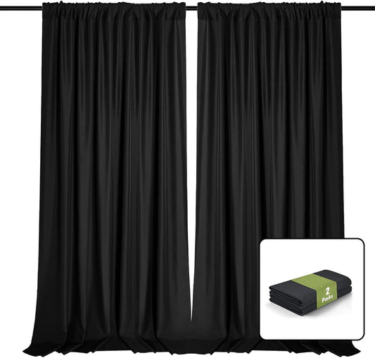 2 Panels Black Backdrop Curtain, 10 x 7 Feet Background Curtains for Parties, Weddings, Baby Showers, Bachelorette Halloween, Christmas Birthday Party Photoshoot Backdrop Curtains Decorations