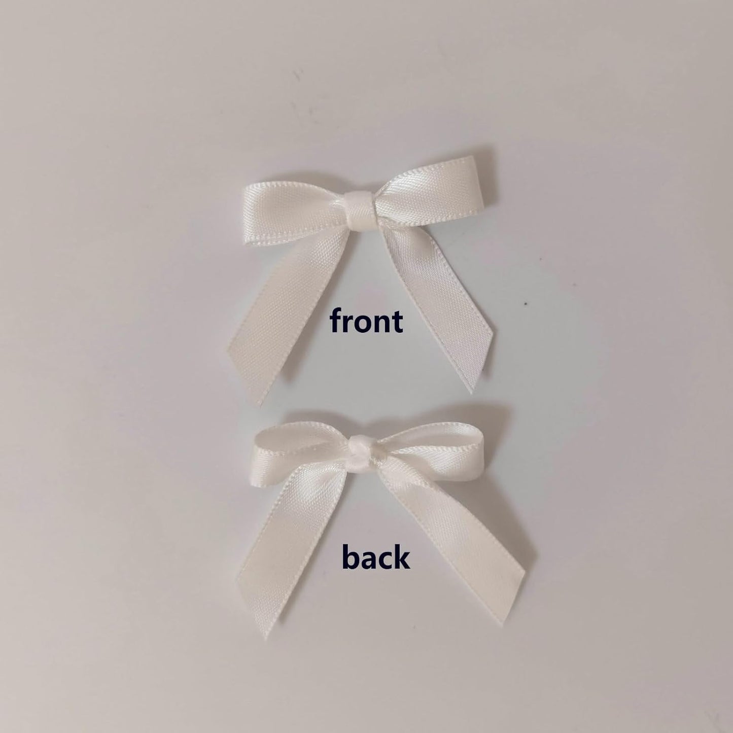 50pcs 1-1/2" Mini White Satin Ribbon Bows Without Twist Ties for Crafts Gift Wrapping Packing Christmas Decoration (White)