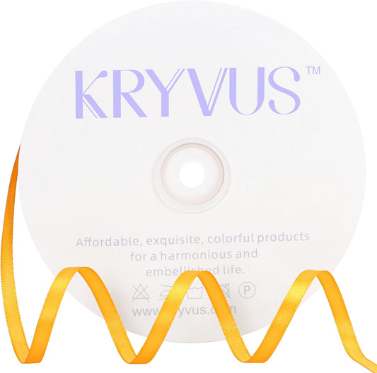 Yellow Satin Ribbon 1/4 inch X Continuous 100 Yards, Single Face Polyester Ribbon Perfect for Gift Wrapping, Flower Bouquet, Wedding Decor, Crafts, Bow Making, Sewing and More