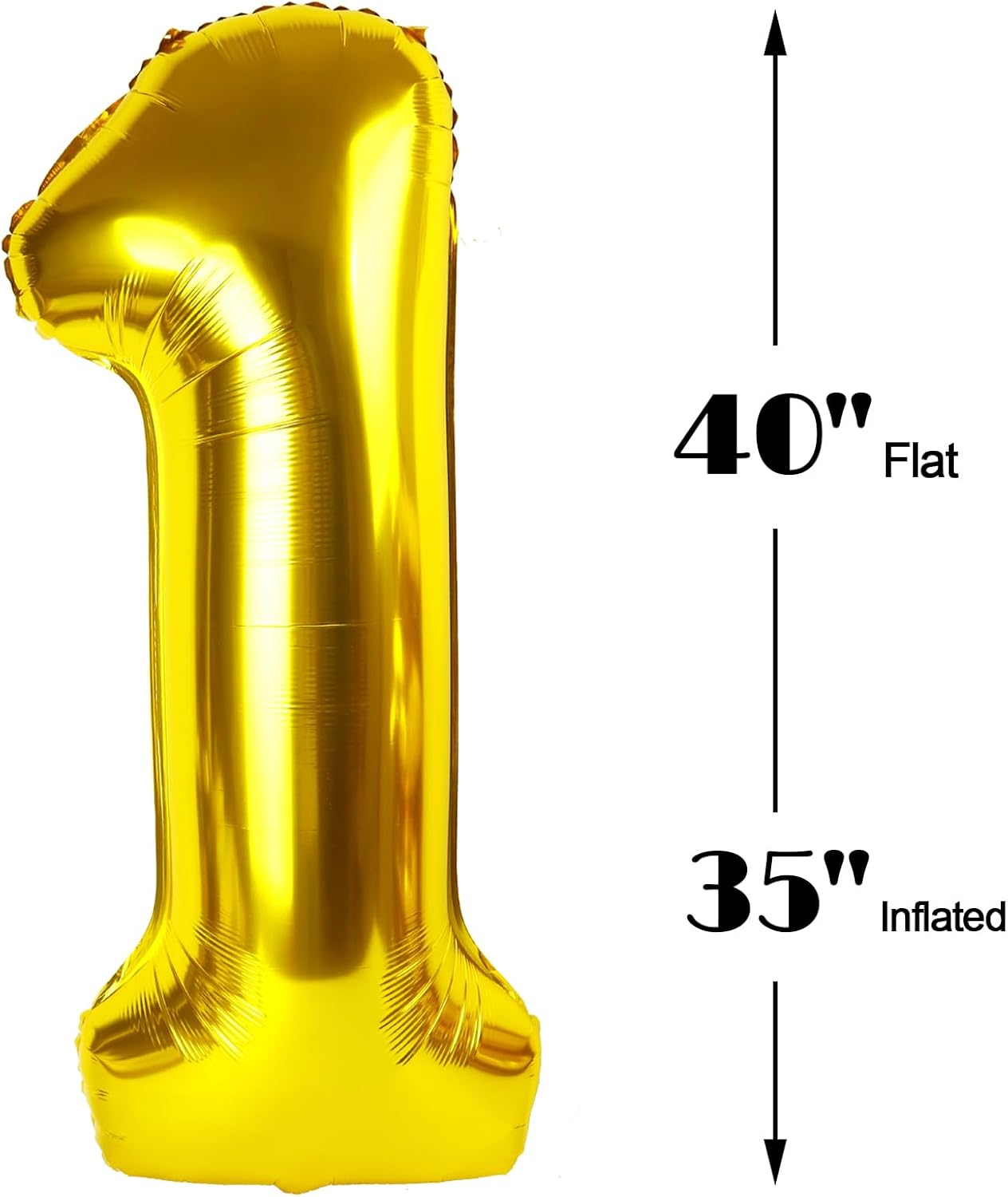 Gold Mylar Number 1 Balloon 40 inch, Number 1 Birthday Balloon for Boy Girl, Gold Foil One Balloon for 1st 10 11 12 16 18 Birthday Party, Anniversary Celebration Number Balloons Decorations