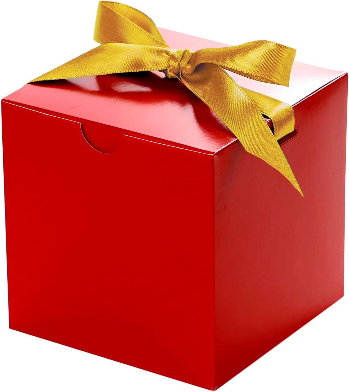 UnicoPak 4x4x4 Christmas Red Gift Boxes 50 Pcs, Holiday Gift Boxes Small Gift Boxes with Lids for Gift Ornaments, Candles, Mugs, Crafting, for Birthday, Party, Christmas Boxes for gifts