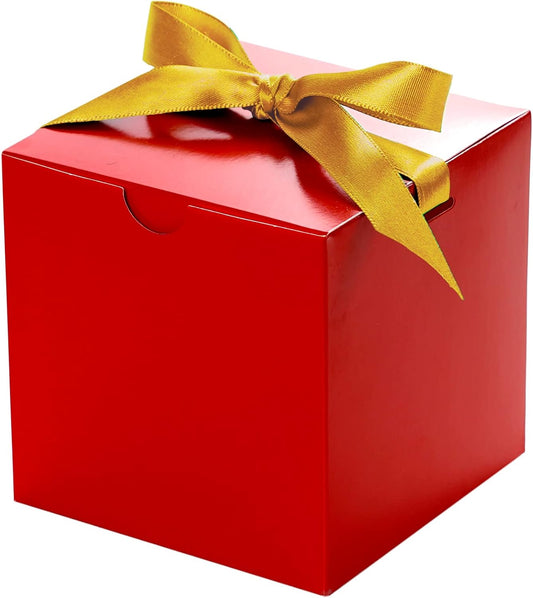 UnicoPak 4x4x4 Christmas Red Gift Boxes 50 Pcs, Holiday Gift Boxes Small Gift Boxes with Lids for Gift Ornaments, Candles, Mugs, Crafting, for Birthday, Party, Christmas Boxes for gifts