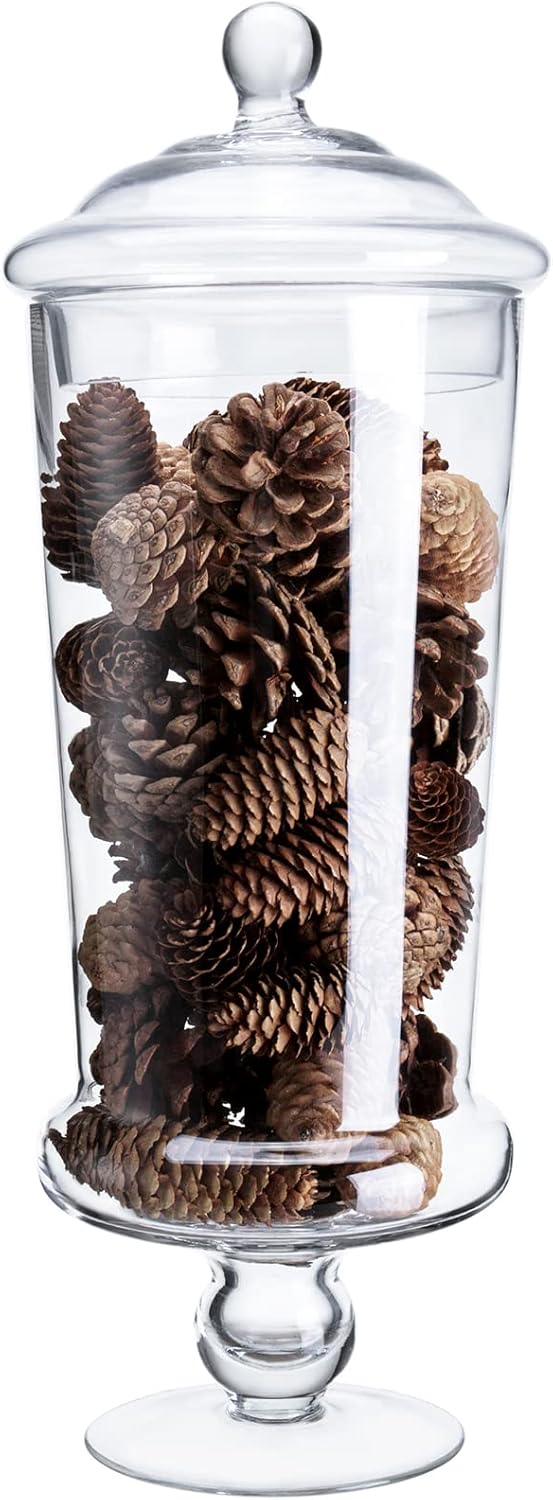 Glass Apothecary Jars, Clear Candy Bowl Dishes Holder Elegant Storage Buffet Display, Decorative Wedding Candy Organizer Canisters (Height: 19" Body: 6.5")