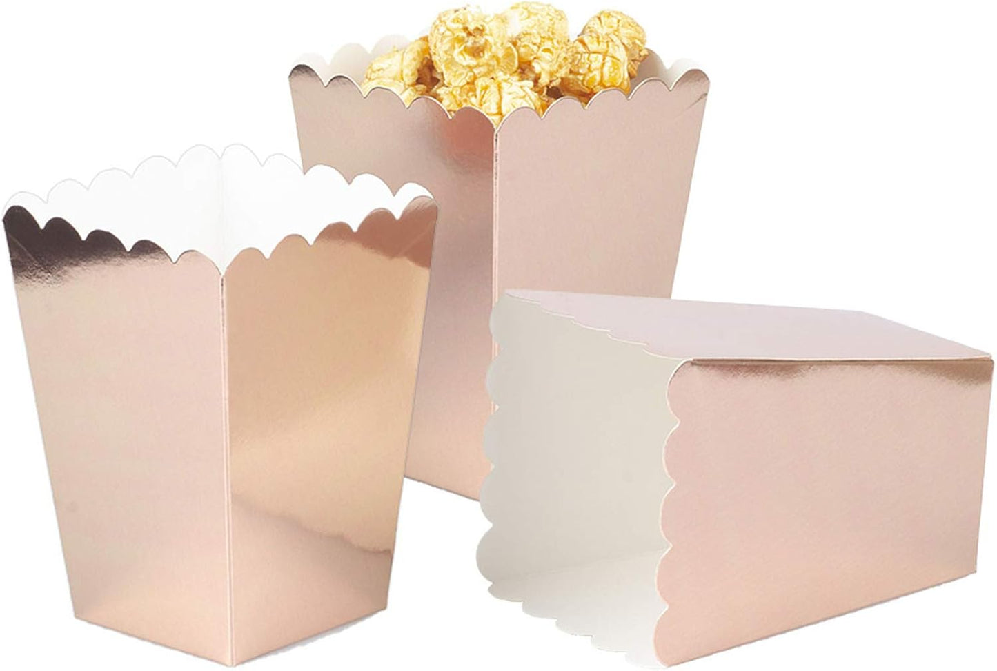 Rose Gold Popcorn Boxes Mini Paper Popcorn Box Cardboard Popcorn Container for Party, Pack of 24