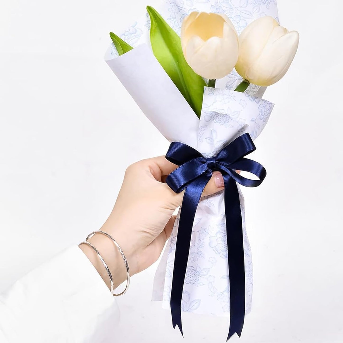 1 Inch Navy Blue Satin Ribbon 50 Yards Solid Fabric Ribbons for Gift Wrapping, Crafts, Floral Arrangements, Wedding, Party, Holiday Decor