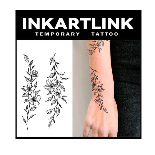 INKARTLINK Tattoo Tech, 2 Sheets Extra Large Semi Permanent Tattoo, Adult Art Design Temporary Tattoos, Lasts 1-2 Weeks, Waterproof, Realistic Look, No Adhesive, No Reflection (Butterfly and Dream)