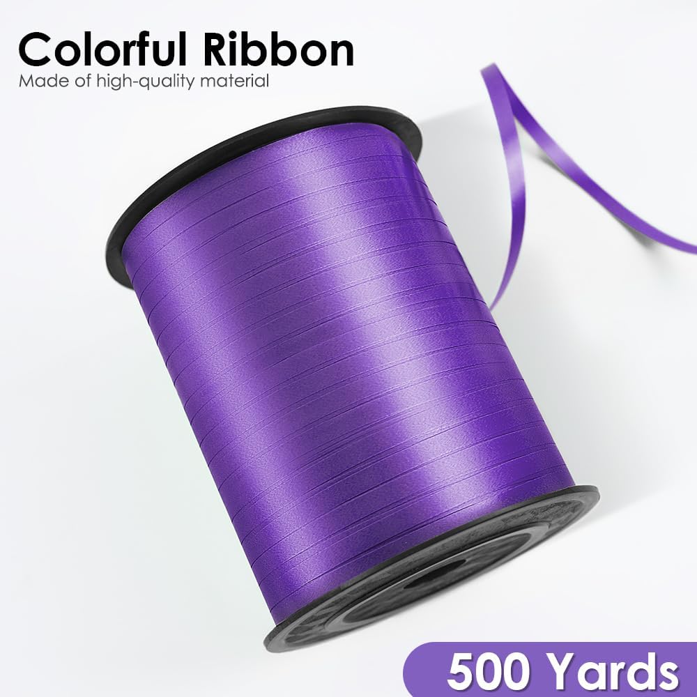 Dark Purple Curling Ribbon, Balloon String 500 Yard for Gift Wrapping, Curly Ribbons, 3/16" for Florist Flower, St Patricks Day, Valentines Day